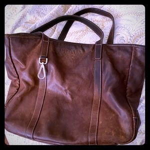 Vintage brown leather tote